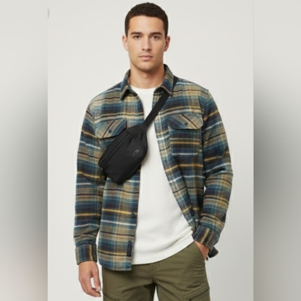 Columbia Sierra Nevada Shirt Plaid Flannel Brown Blue Gorpcore S